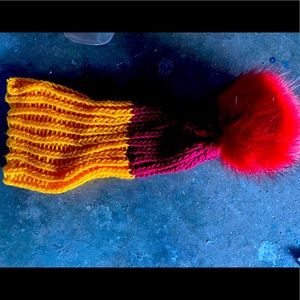 Maroon and Gold Fuzzy Knit Hat